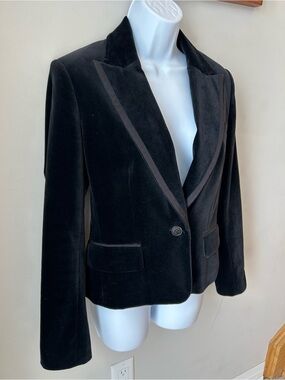 Club Monaco Black Velvet Tuxedo Blazer Jacket Size 6 Classic Formal